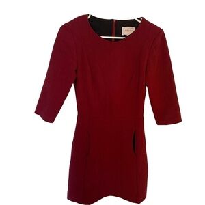 Adoree Ponte Dress 3/4 Sleeve Burgundy